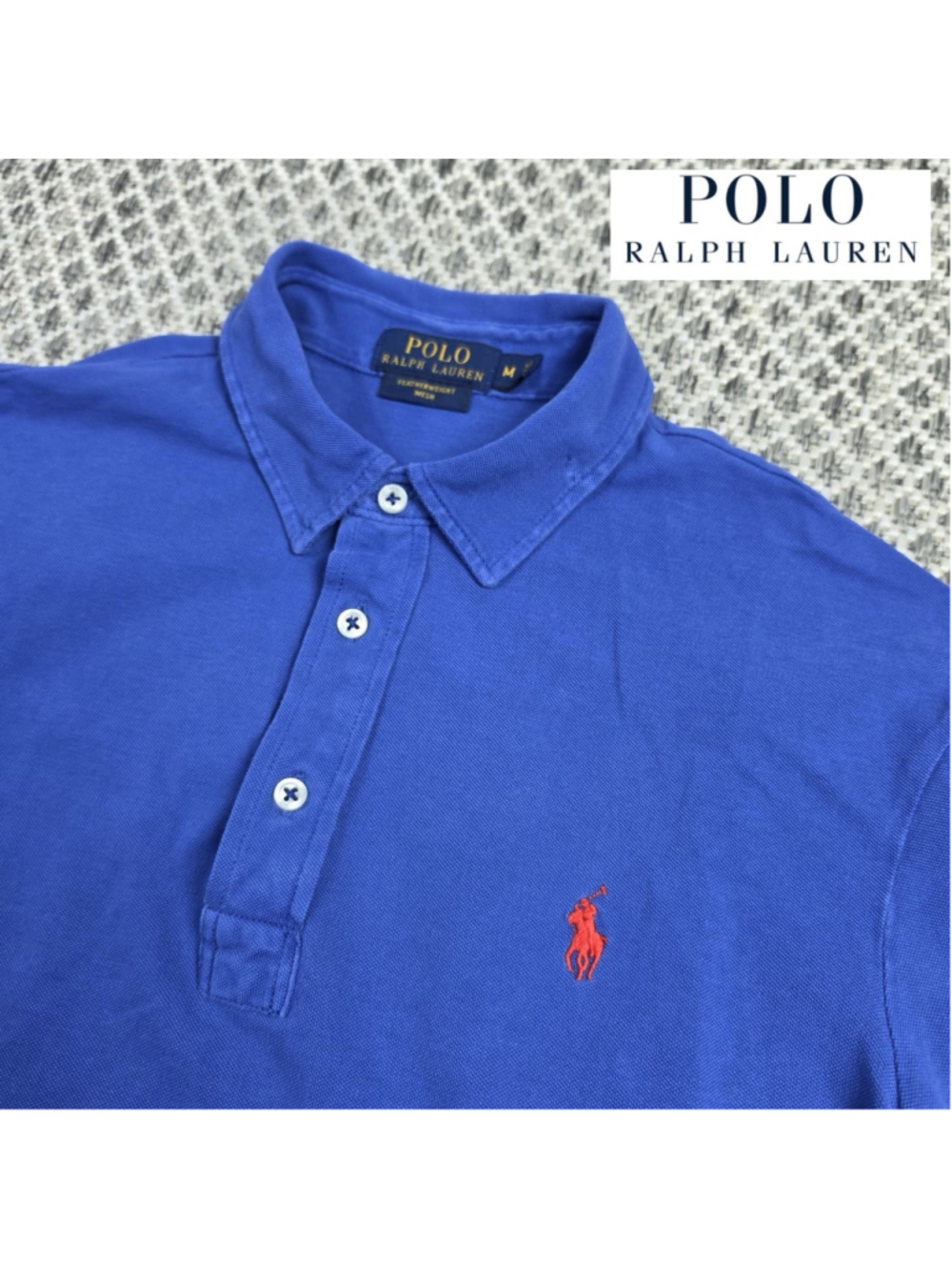 Polo Ralph Lauren Mens M Blue Featherweight Mesh Polo Shirt Red Pony Cotton